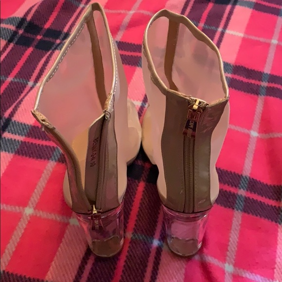 Tan mesh peep toe sandals - Picture 4 of 6